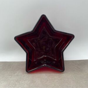 Vintage Amberina Star Shape Dish Red Glass 6 Inch Christmas Holiday Decor Gift